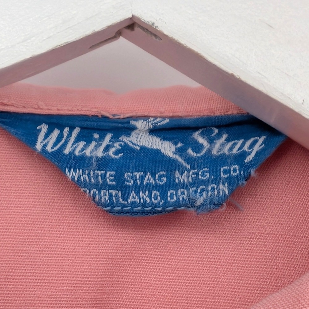 Vintage 1950s White Stag Girls Pink Sailor Collar Jacket Chore Coat Size 6X - Picture 3 of 8